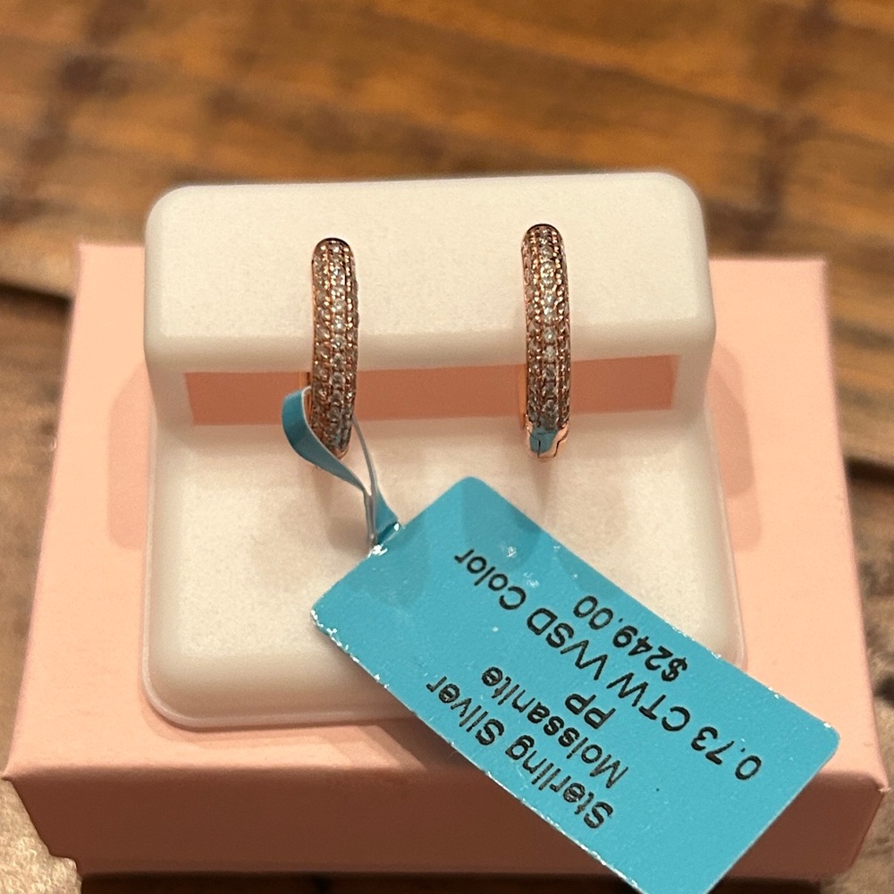 Luxury‎ Rose gold Moissanite diamond  Hoop Earrings